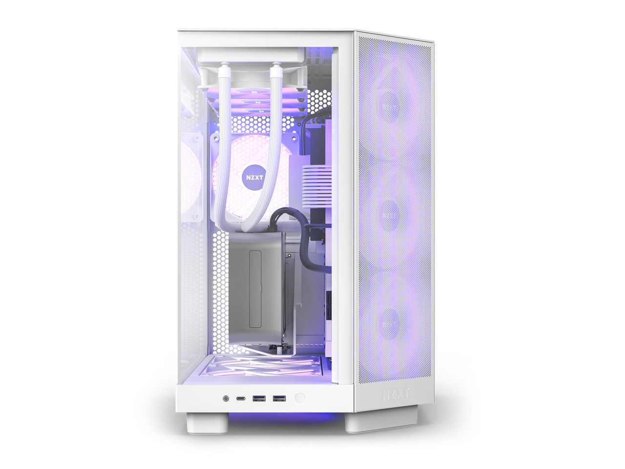 H6 FLOW RGB Compact Dual-Chamber Mid-Tower Airflow Case, White, CC-H61FW-R1 NZXT