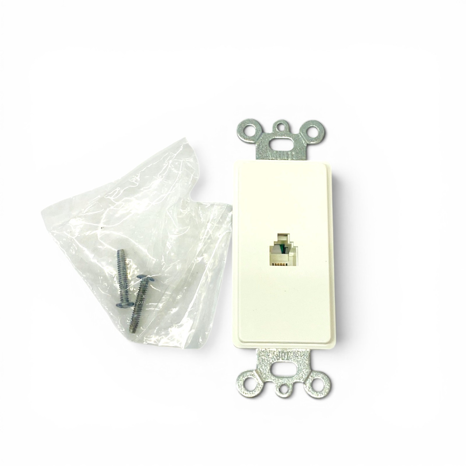 Leviton 40649-W White Decora 6P4C Telephone Receptacle Insert, White