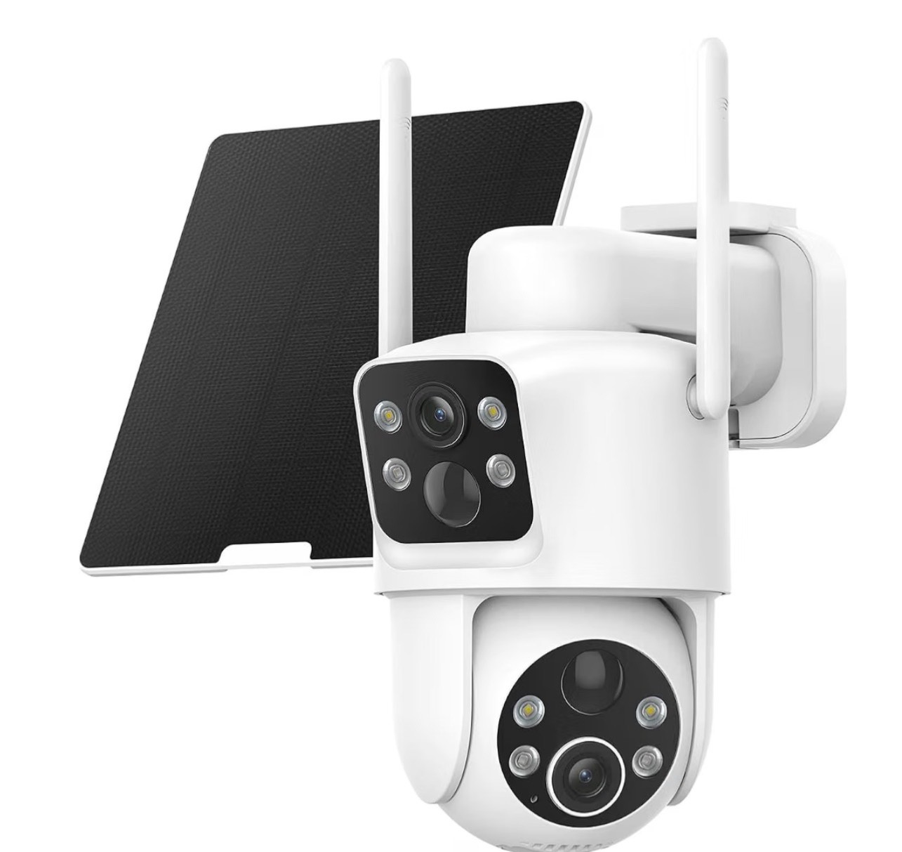 Dual Lens Solar Security Cameras Wireless Outdoor, 2K Full HD Video, 360° View