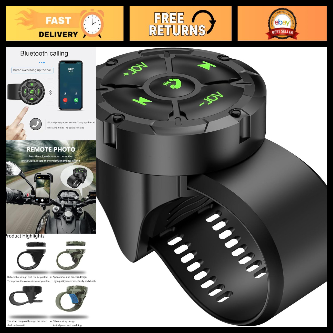 Wireless Bluetooth Media Button Remote - Waterproof Music Controller, Easy Contr