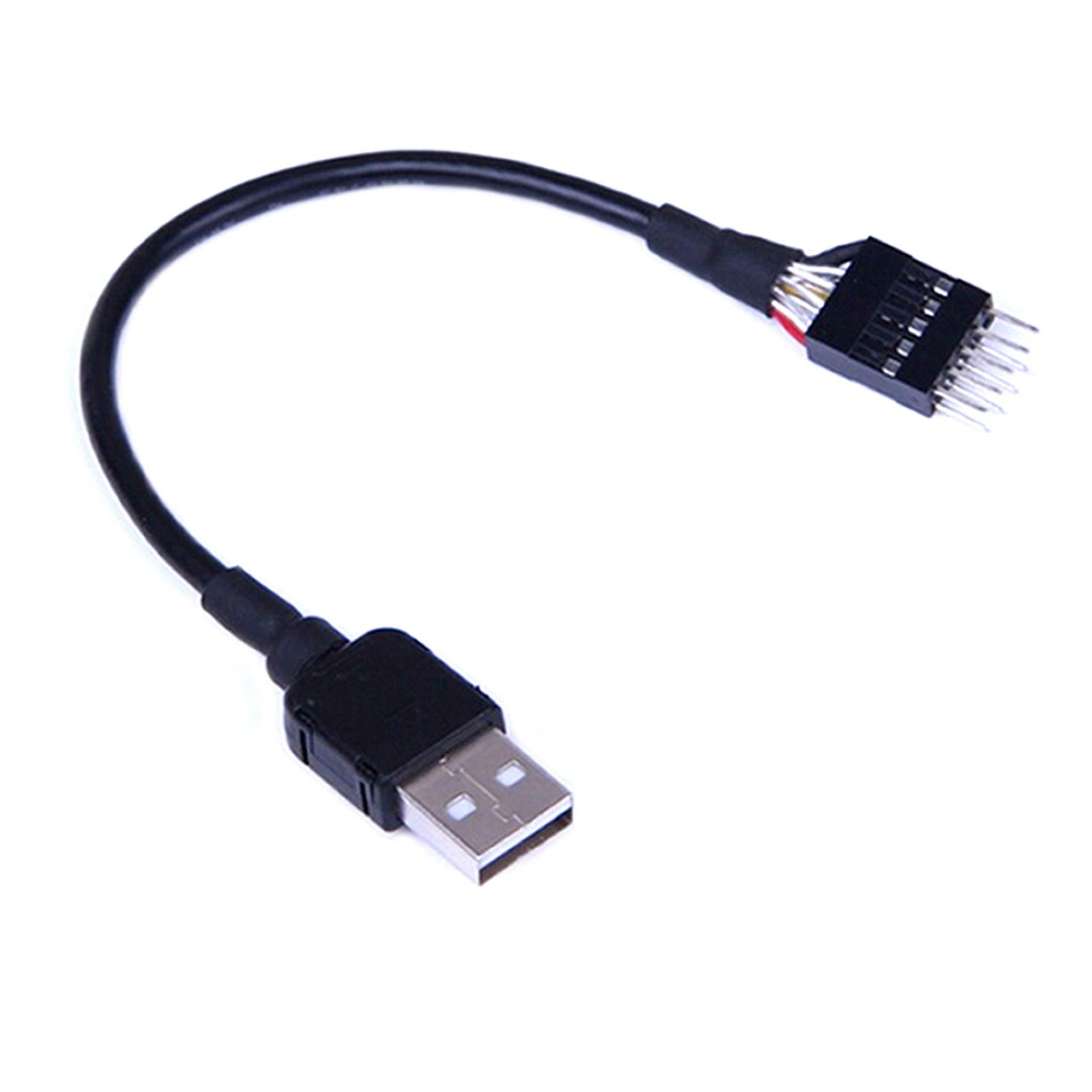 9-Pin USB Motherboard Male Header to Single 2.0 Type A Cable Black