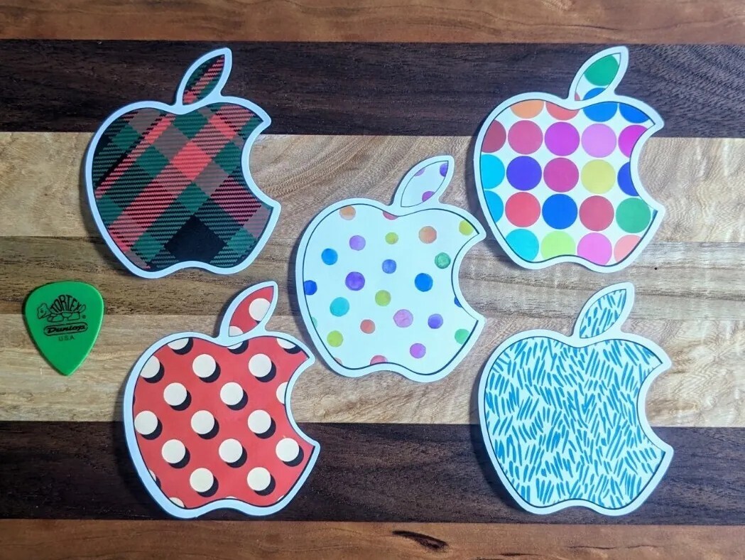 Custom Design Apple Logo Inspired Sticker Set Decal Polka Dot Plaid Art