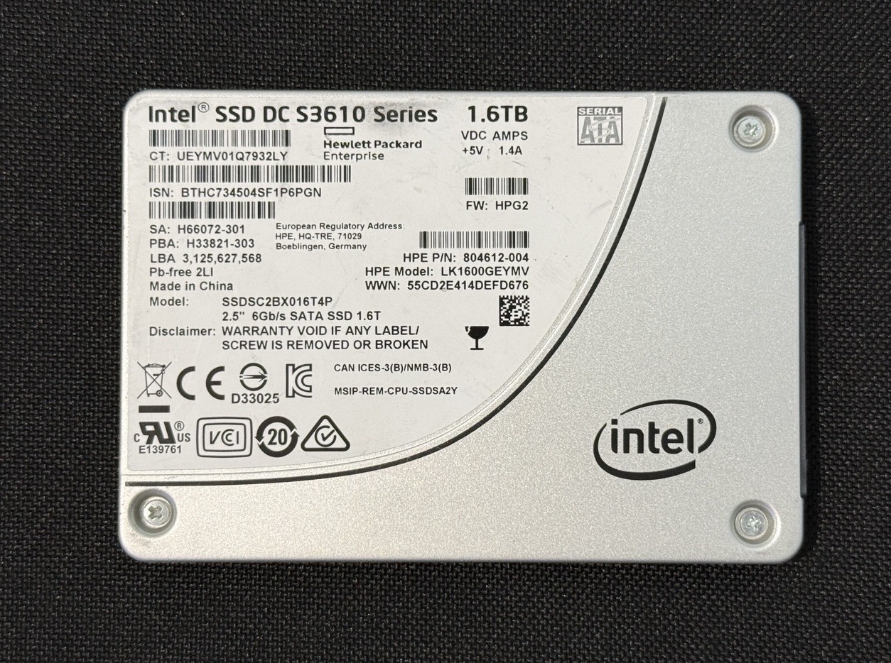 Intel SSD DC S3610 Series 1.6TB 2.5" SATA Internal SSDSC2BX016T4P - 100% Health