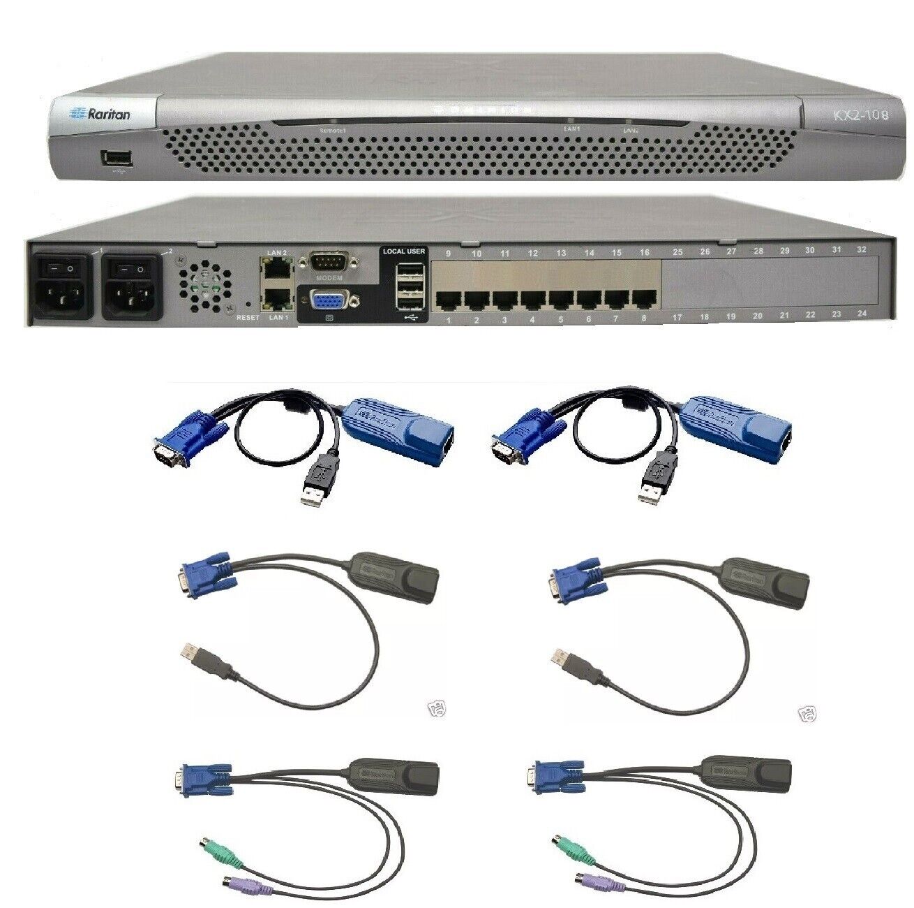 Raritan KX2-108 DKX2-108 8 Port KVM IP Switch 2 D2CIM-VUSB 2 DCIM-USB 2 DCIM-PS2