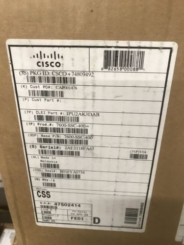 New Sealed Cisco 7600/Catalyst 6500 SPA 400 Carrier Card: 7600-SSC-400