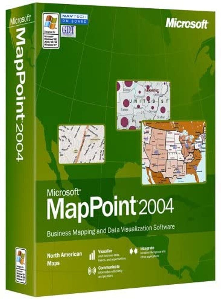 Microsoft MapPoint 2001 & 2002 & 2004 North America Full Version w/ License