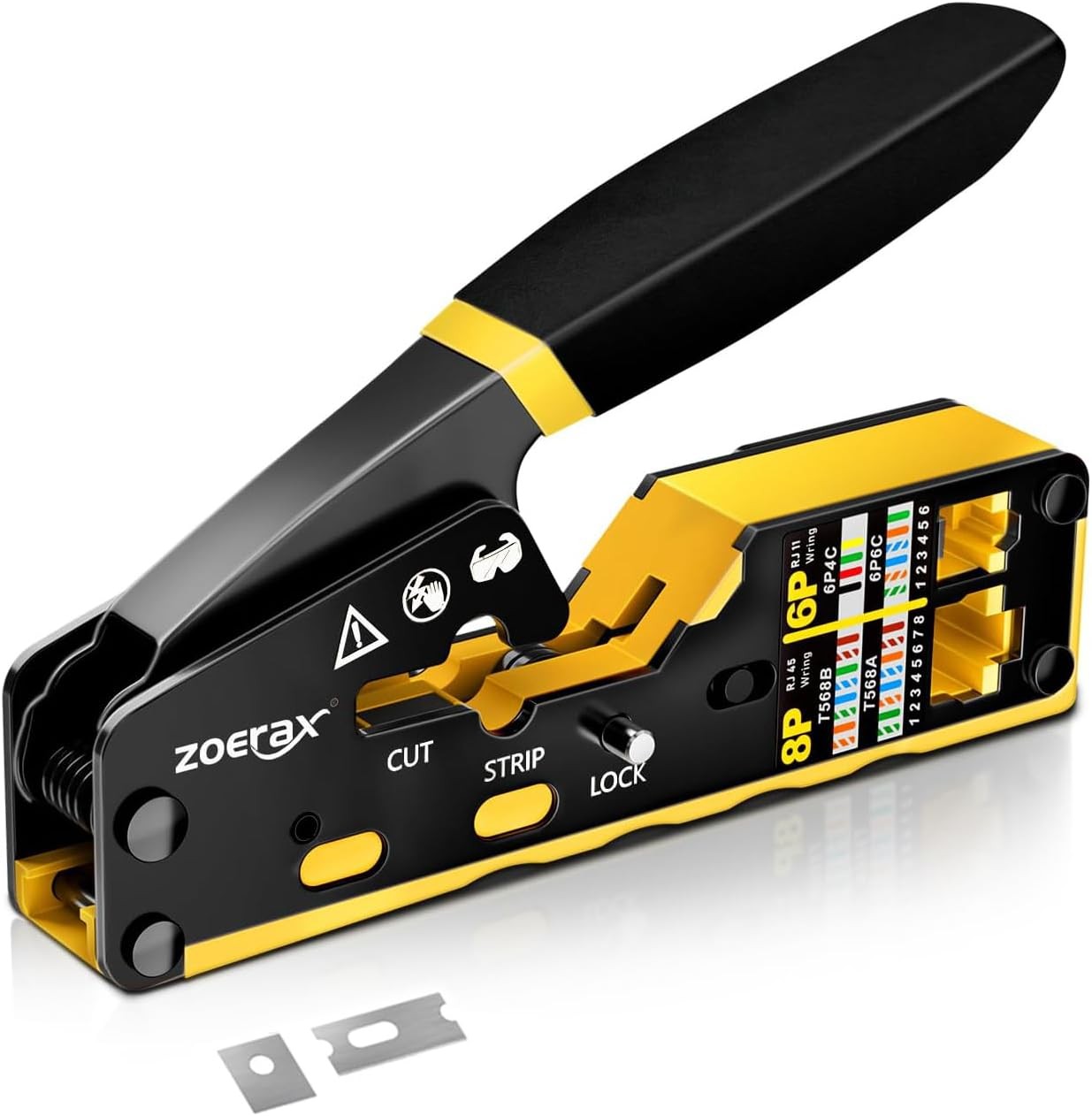 RJ45 Crimper Tool with Passthrough for Ethernet RJ11 RJ12 Connectors Network