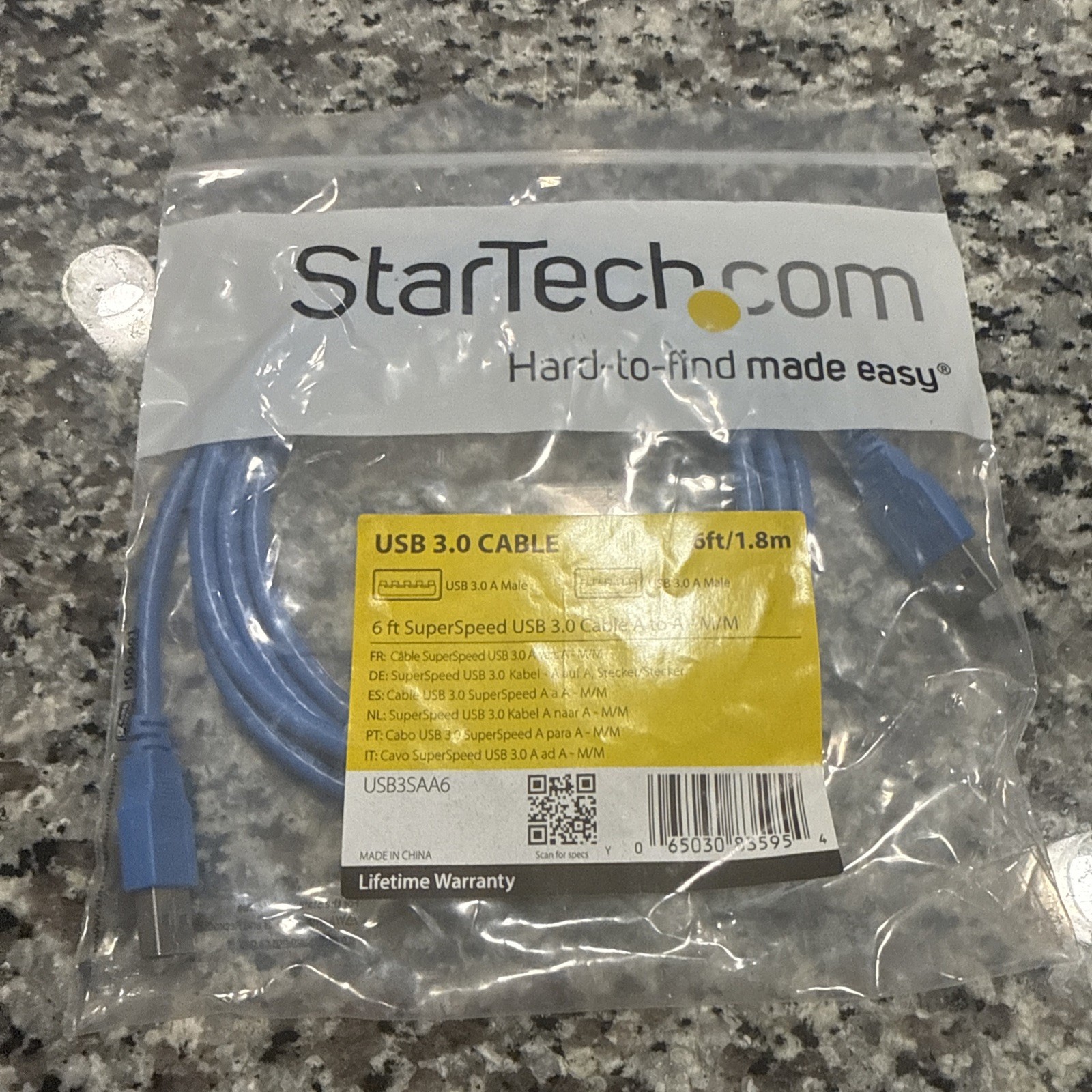 StarTech USB3SAA6BK 6 ft Blue SuperSpeed USB 3.0 (5Gbps) Cable A to A - M/M