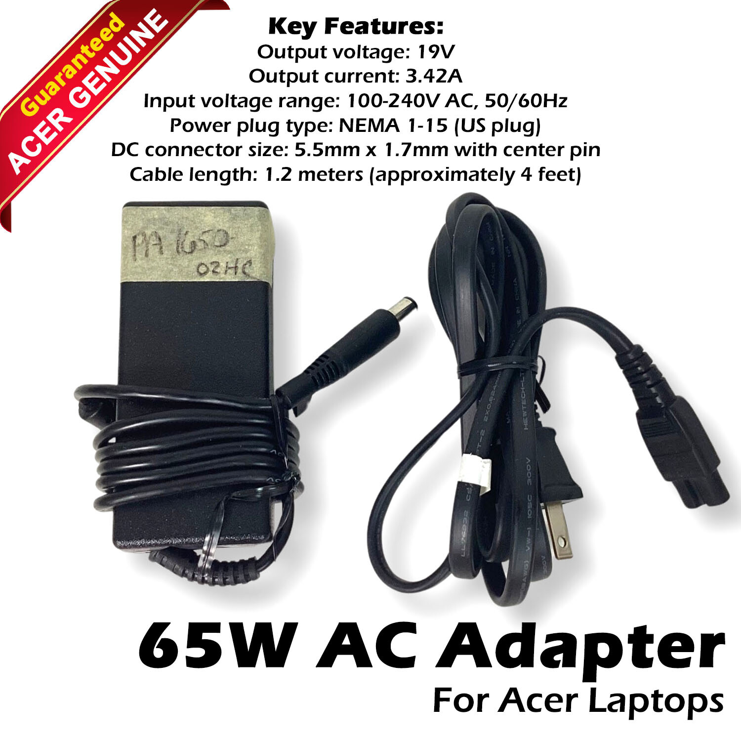 Genuine Liteon Laptop Charger AC Power Adapter PA-1650-02