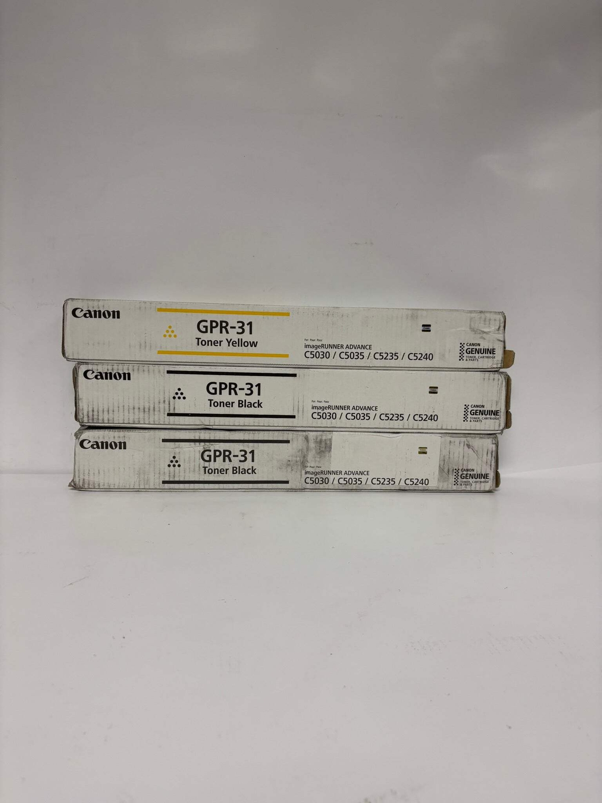 3 Genuine Canon iRA C5030,C5035,C5235,C5240 GPR-31Y, GPR-31K Toners (1 Open K)