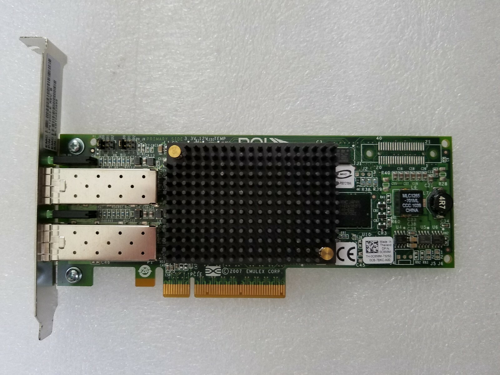 Dell Emulex LPE12002 8GB Dual Port C856M Fibre Host Bus Adapter STD Bracket