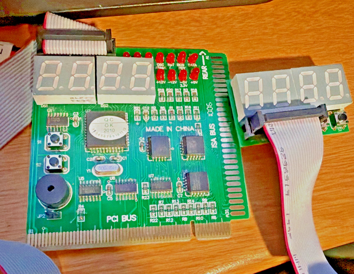 PC Motherboard POST Diagnostic Card w/Remote Ext LED Display