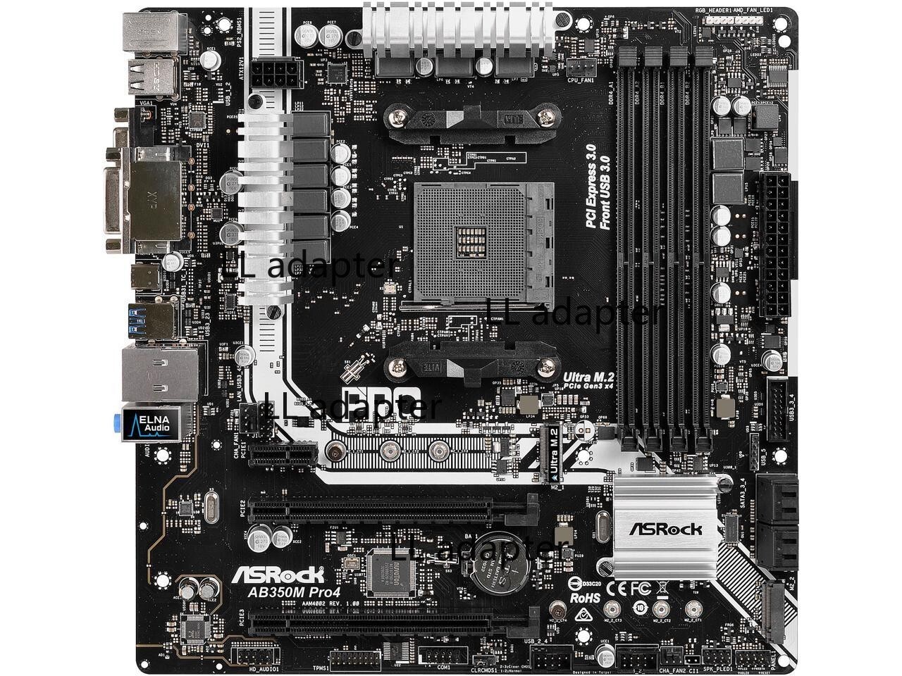ASRock AB350M Pro4 AM4 AMD Promontory B350 Micro ATX AMD Motherboard- OEM NEW