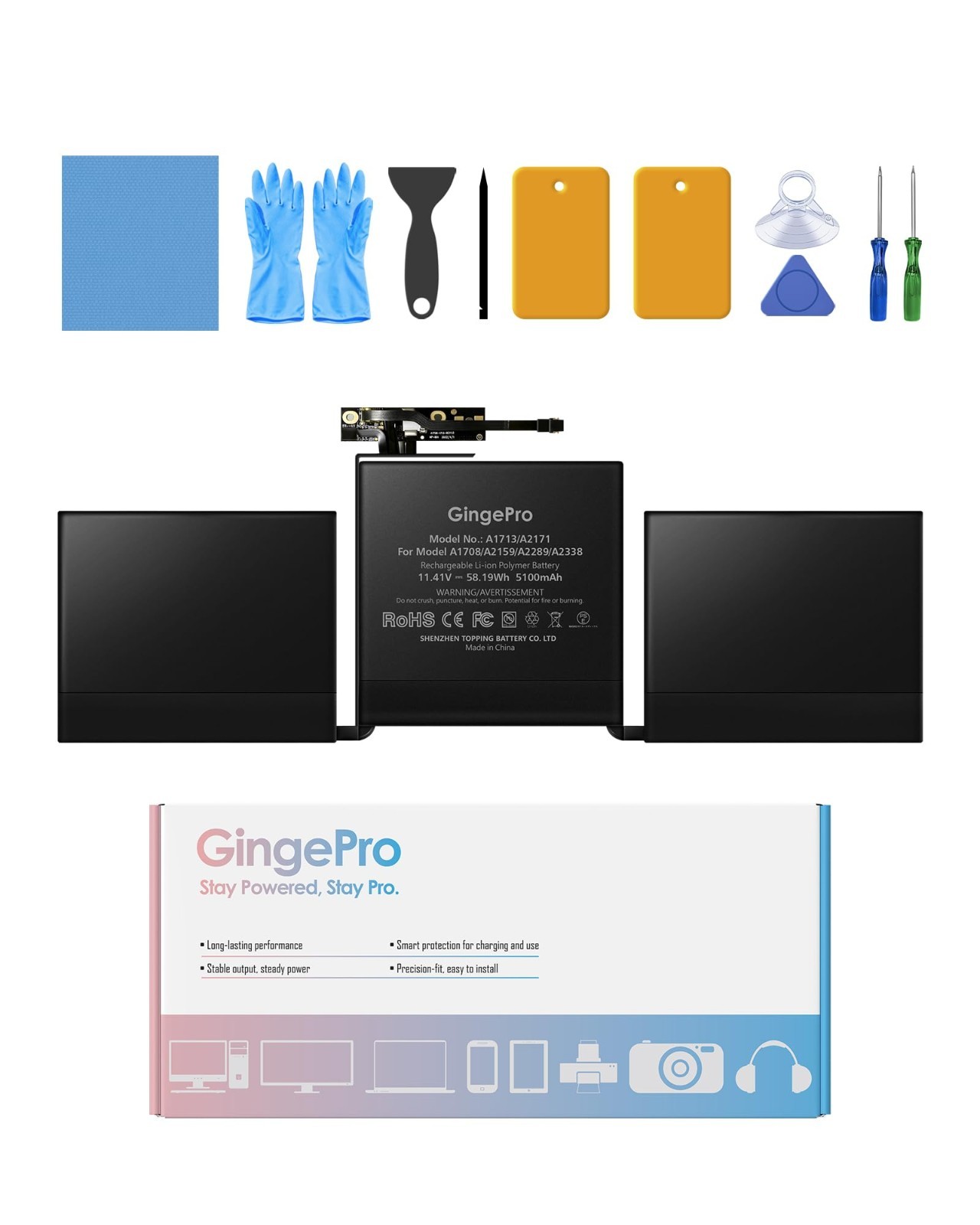 High-Capacity Replacement Battery for 13-Inch MacBook Pro A2338 (2020, 2022)