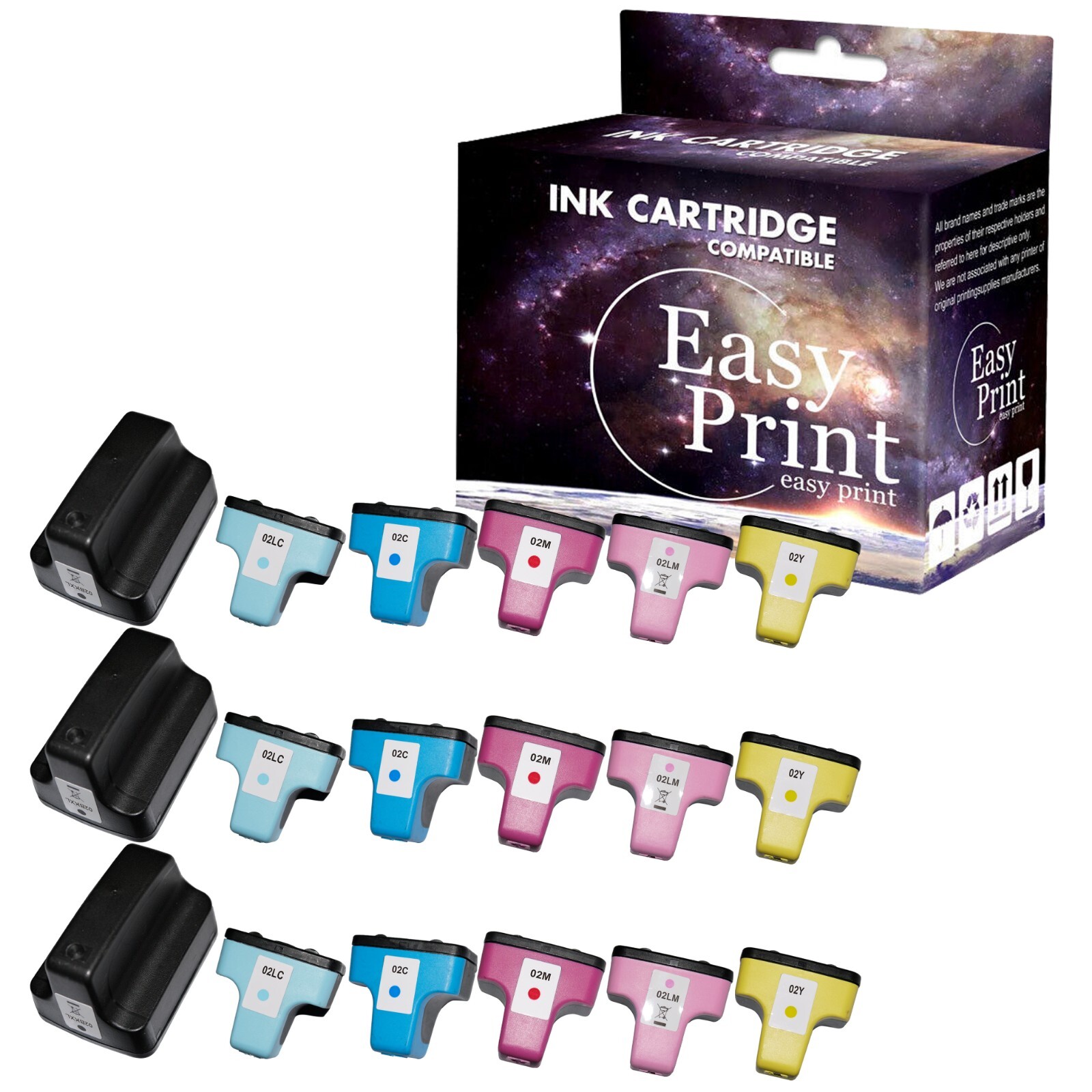 18PK replace for HP 02XL Ink Cartridge for PhotoSmart 3108 3110 C6240 Printer