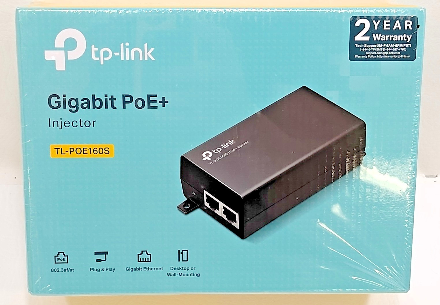 TP-Link TL-POE160S Gigabit PoE+ Injector - Desktop or Wall Mountable - Brand New