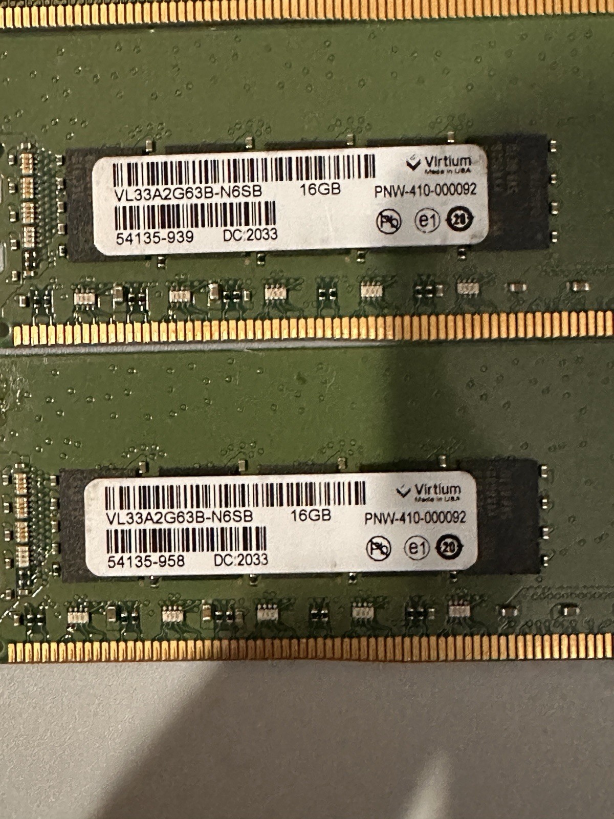Lot Of 4 Virtium 16GB DDR4 ECC RDIMM VL33A2G63A-N6SC VL33A2G63B-N6SB