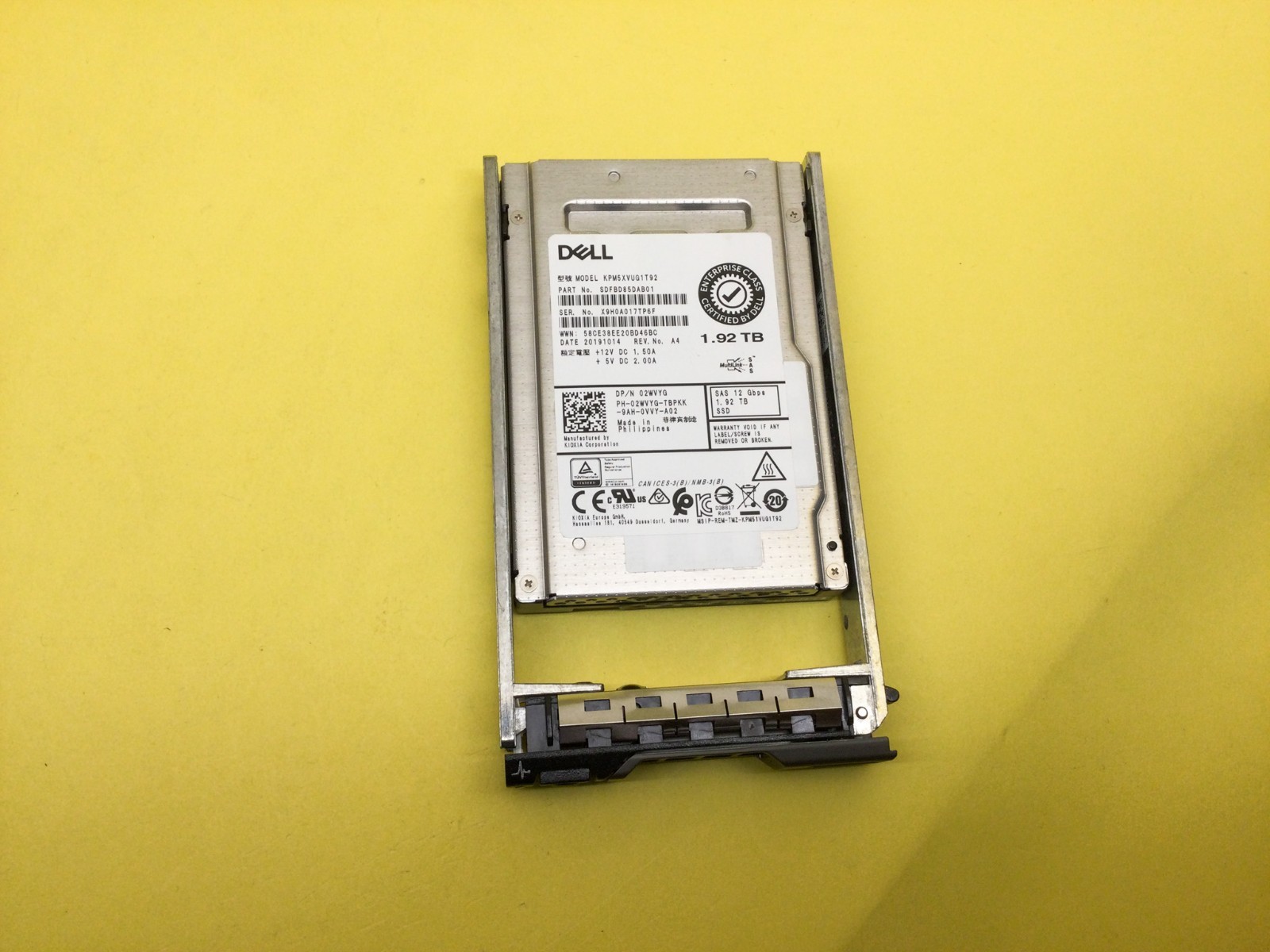 2WVYG Dell 1.92TB SAS 12Gbps Mixed Use 2.5in SSD KPM5XVUG1T92 ***Health 60%