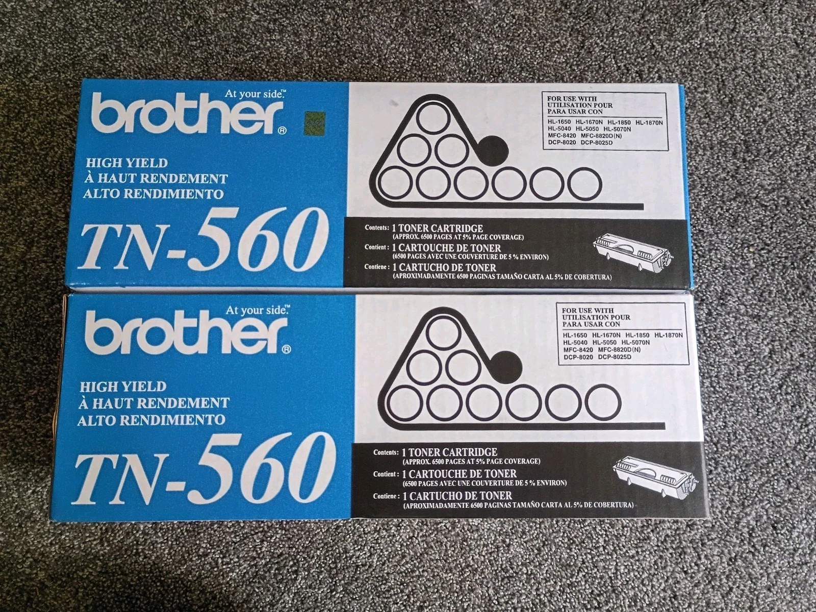 Lot of 2 Brother TN-560 Toner cartridge Black