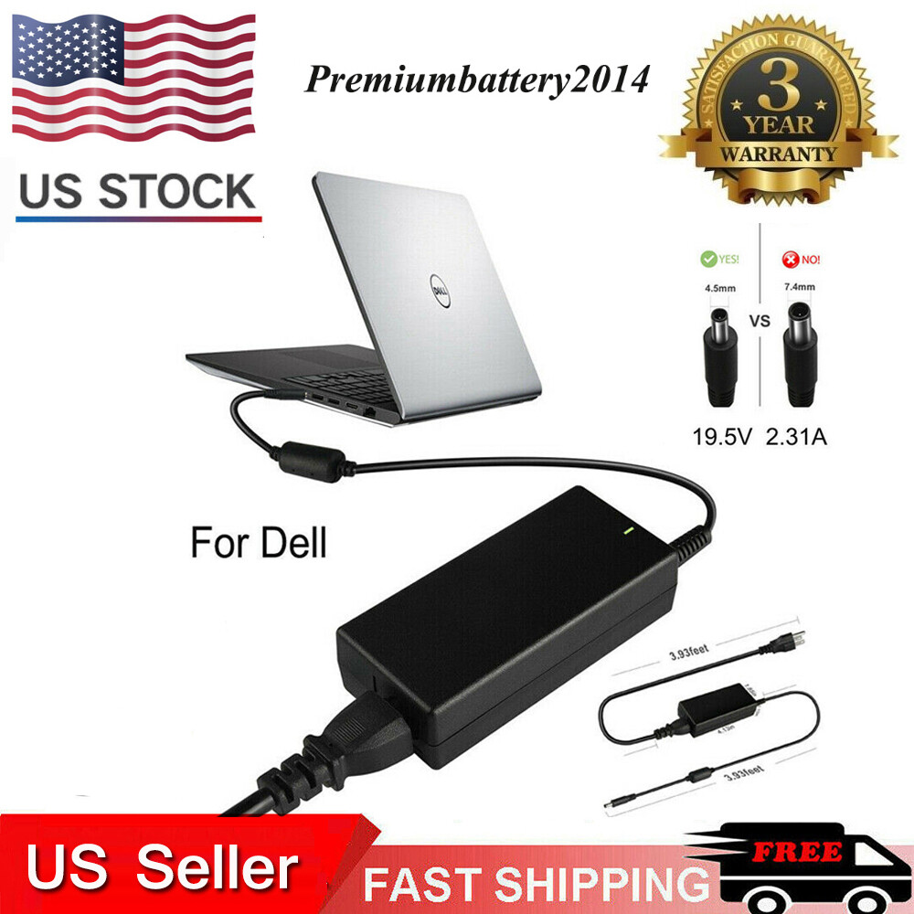 For Dell 45W 2.31A 19.5V AC Adapter LA45NM140 Laptop Charger & Power Cord US