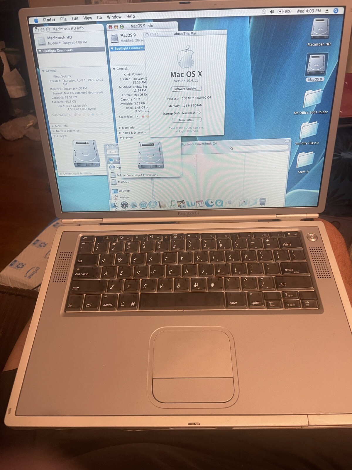 Apple PowerBook G4 Titanium 500mhz Good Hinges Running Well