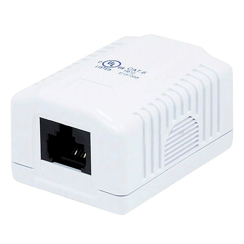1 Port CAT6 RJ45 8P8C Network LAN Ethernet Cable Wall Surface Mount Box White