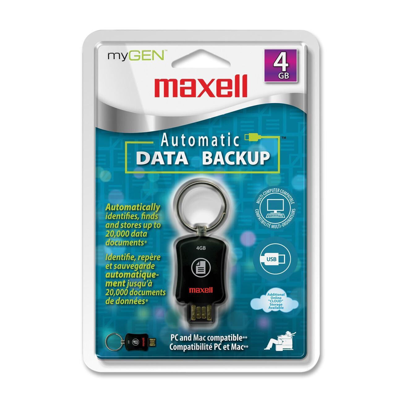 1 PC NEW Maxell myGen Data Auto Backup USB flash drive 4 GB USB 2.0, 665101