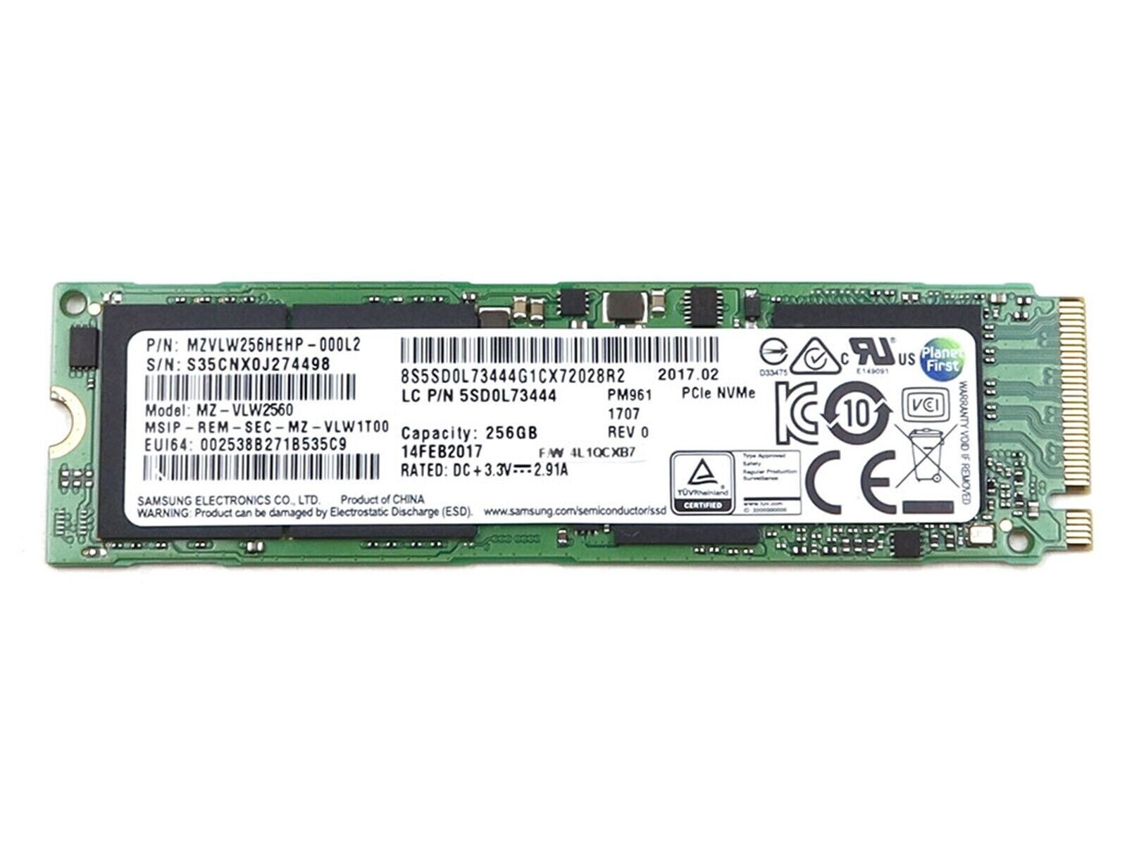 ✔️HP Samsung  M.2 PM961 NVMe PCIe MZVLW256HEHP-000L7 862996-001 - 256GB SSD Hard