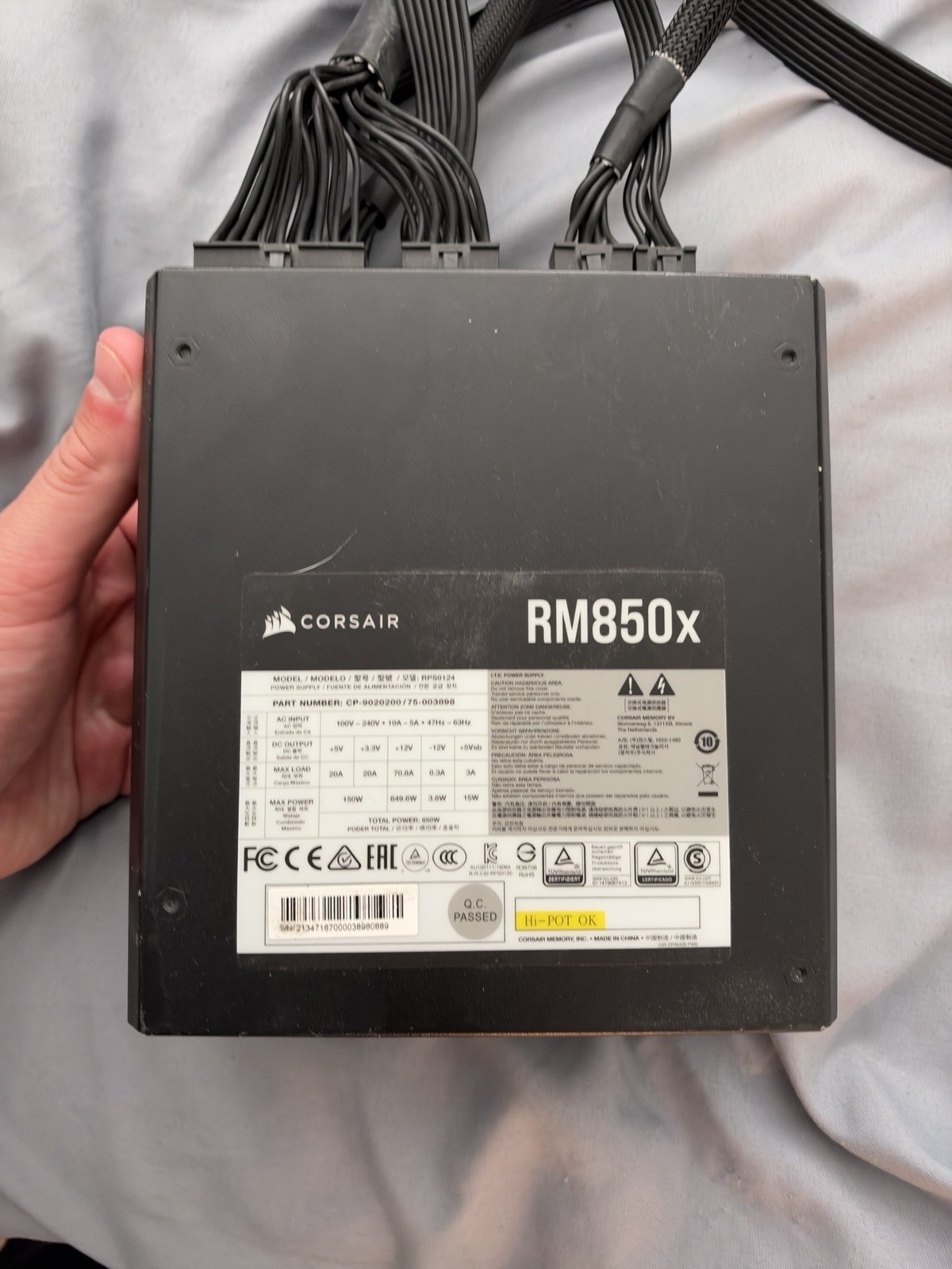 Corsair RM850x 850W Modular ATX Power Supply Black 24-Pin 4+4 CPU CP-9020200