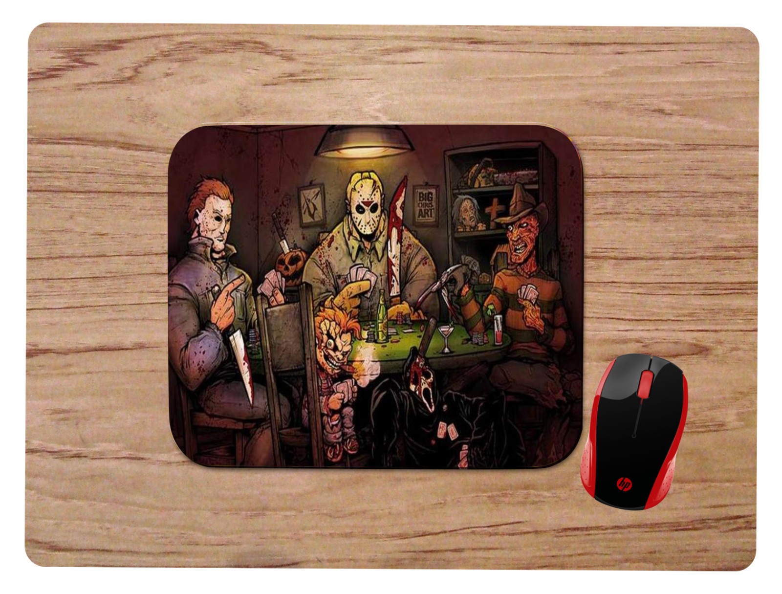 HORROR MOVIE CHARACTERS PLAYING POKER  MOUSE PAD HOME OFFICE GIFT GAMING 