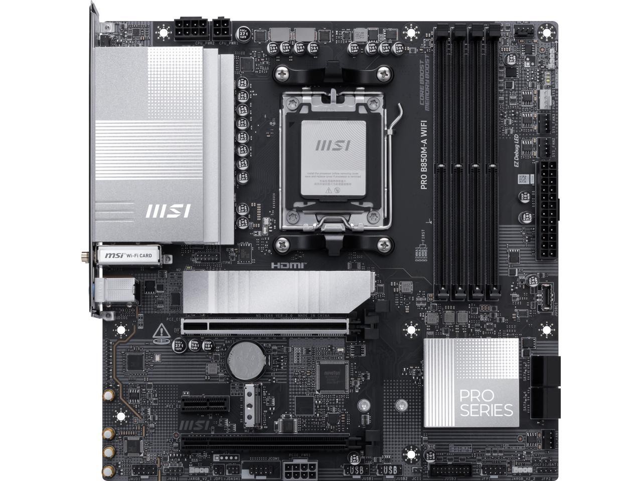 MSI PRO B850M-A WIFI AM5 , Wi-FI 7, 5G LAN, SATA 6Gbps, Bluetooth 5.4, double
