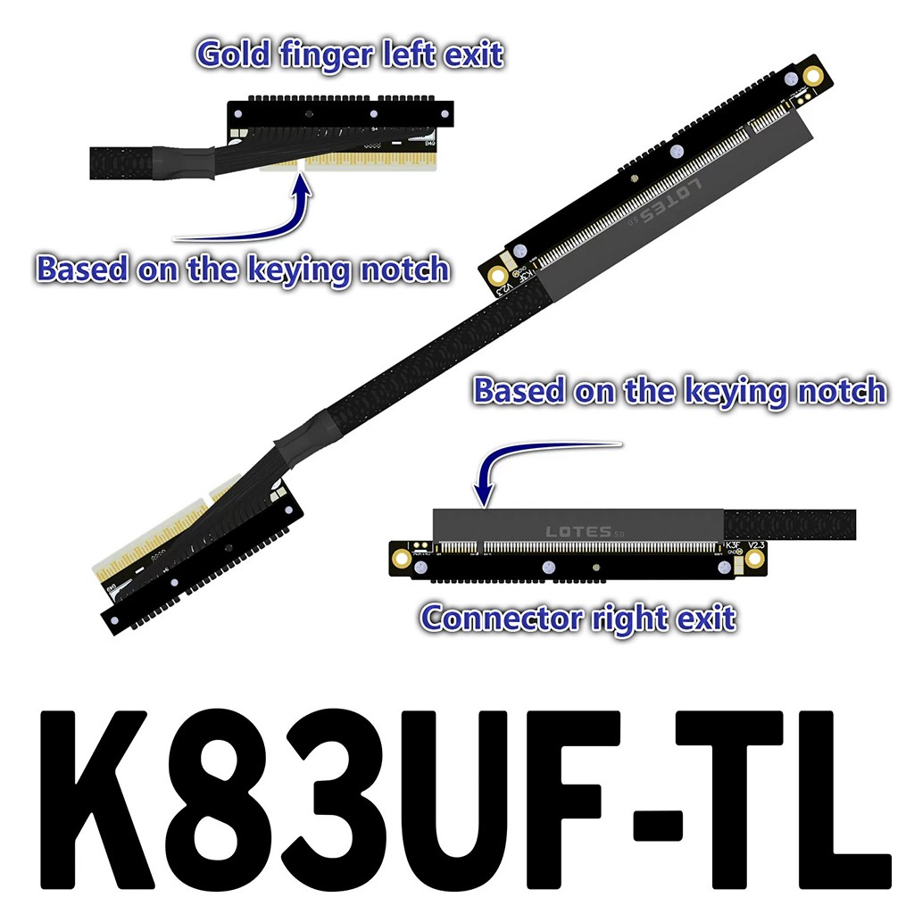 ADT‐Link Dual Reverse Side‐Bend PCIe 5.0 X8 To X16 Extension Cable 30CM-