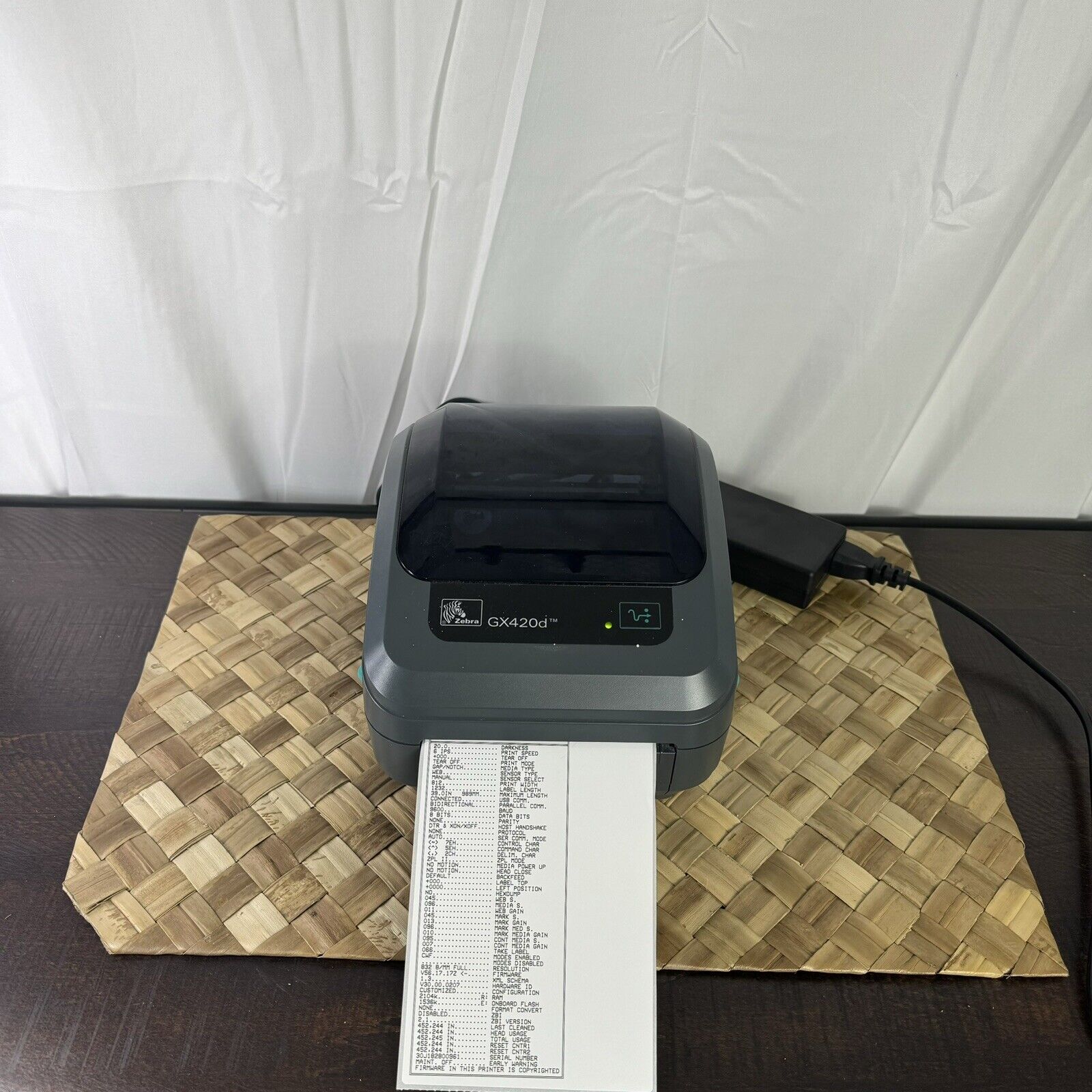 Zebra GX420d Direct Thermal Label Printer with Cables Power Supply