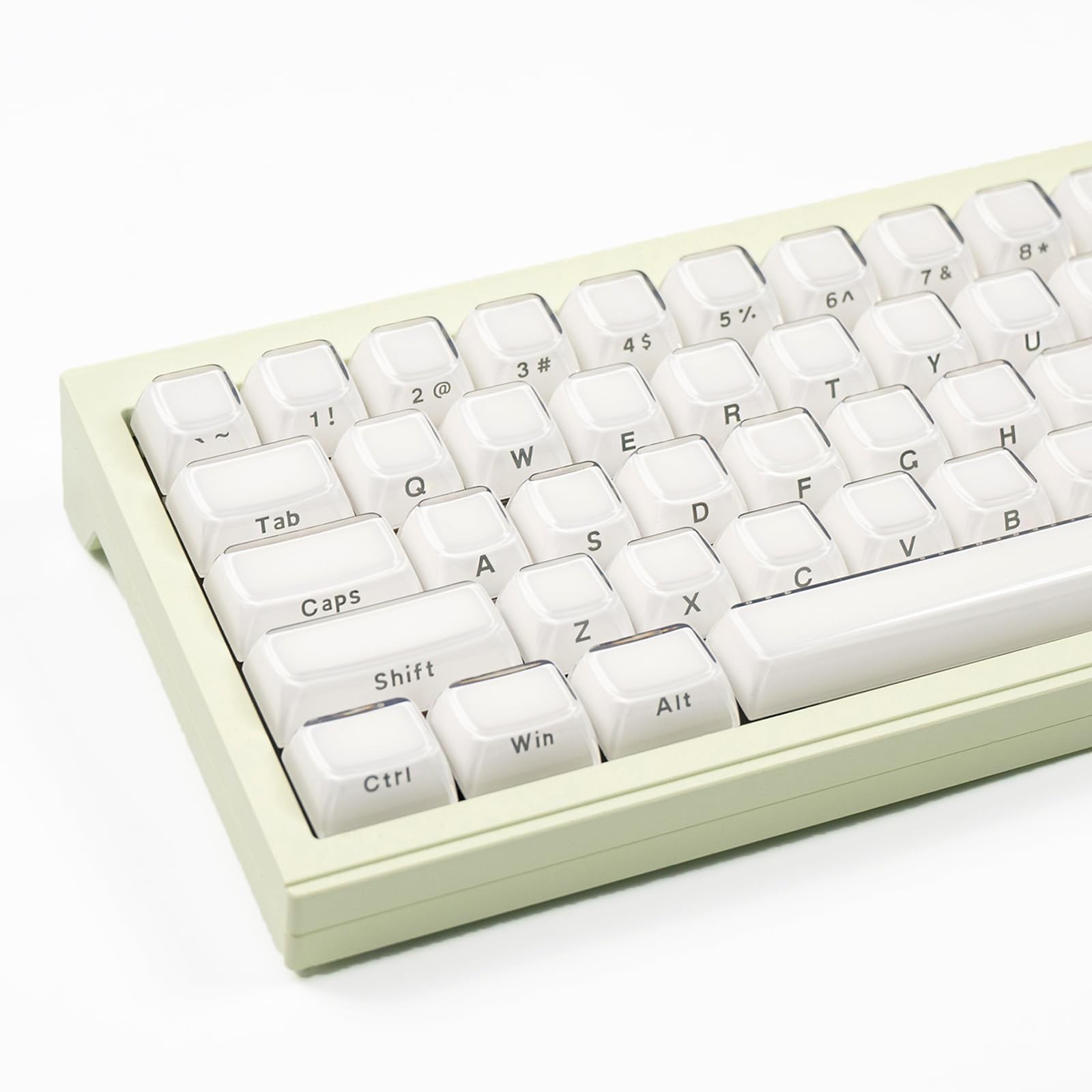 White Crystal Jelly Keycaps 113 Keys Side Printed Translucent OEM Profile