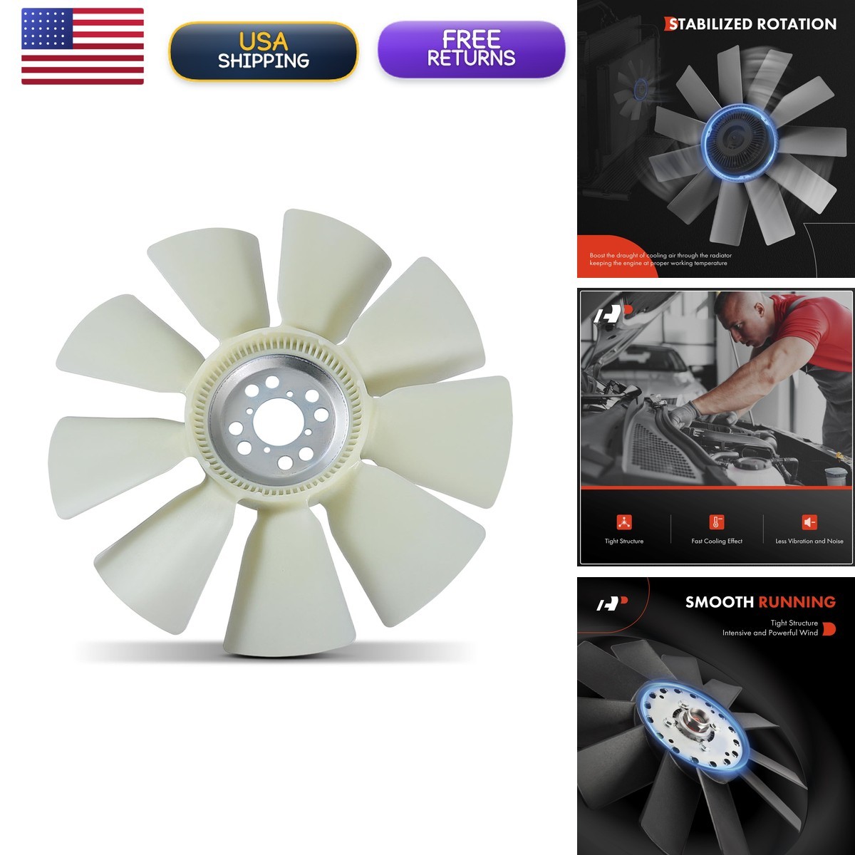 A-Premium Front Engine Radiator Cooling Fan Blade Compatible with Ford