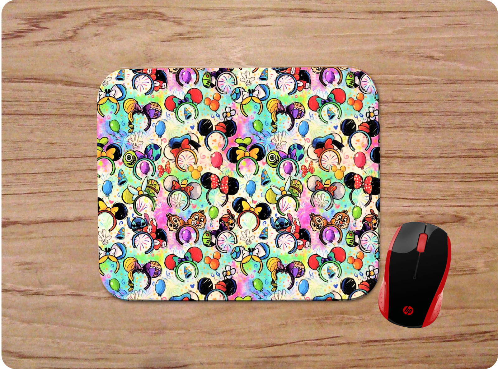 DISNEY CHARACTER SHAPED HEADBANDS COLLAGE CUSTOM COMPUTER MOUSE PAD MAT NONSLIP
