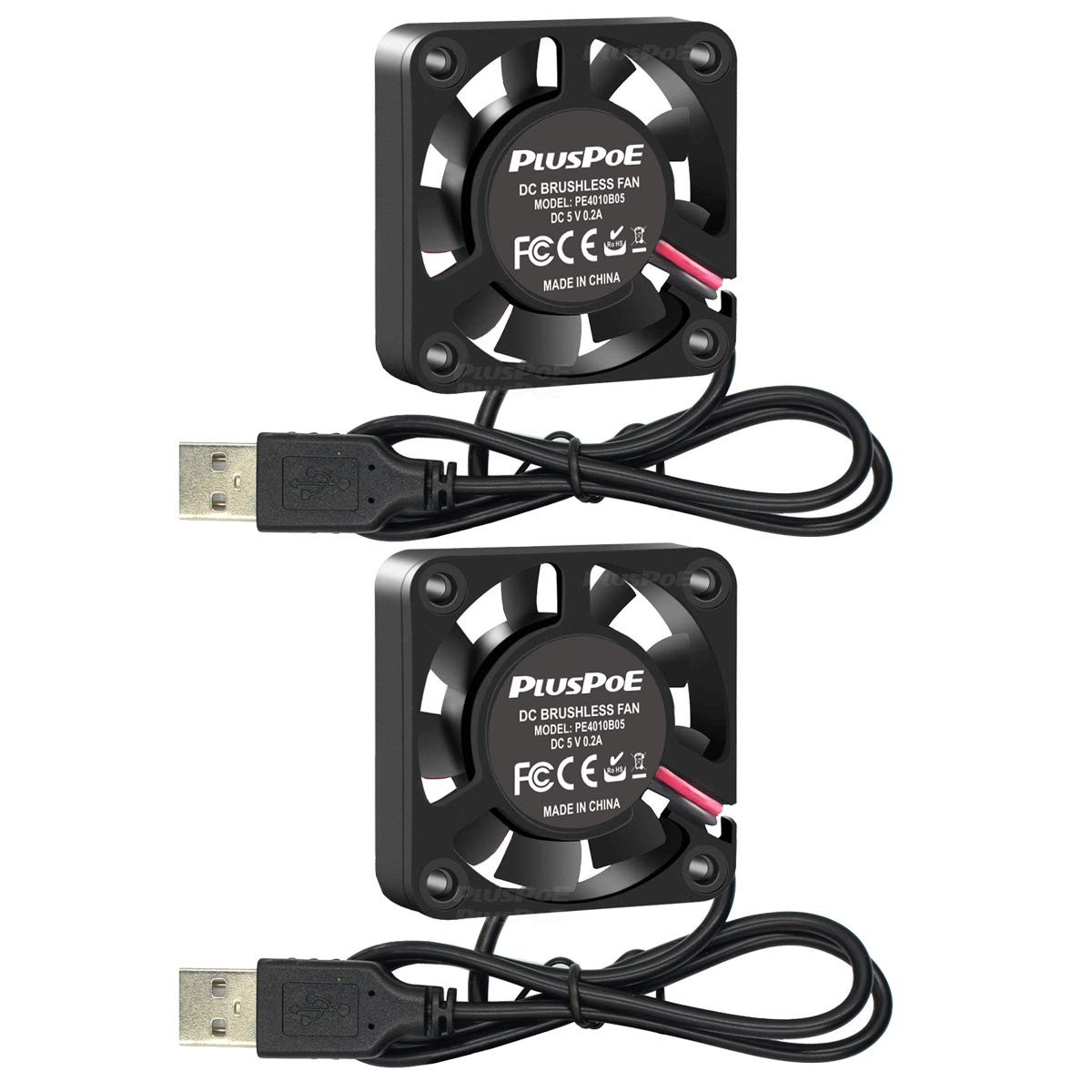 2 Pack USB Brushless Cooling Fan, DC 5V 40mm x10mm 4200 RPM Speed 4010 Small Fan