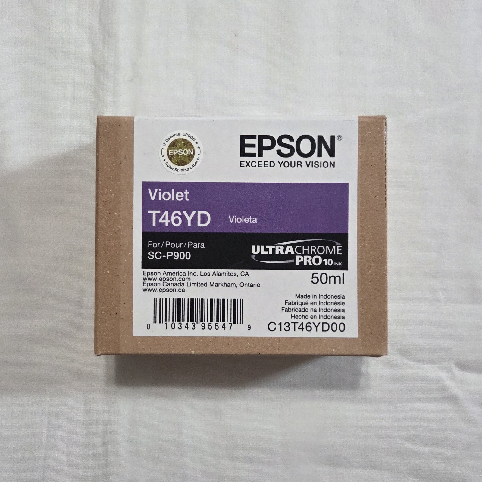 Genuine Epson T46YD 50ML Violet Ink Cartridge SC-P900 Exp 05/2025 - New