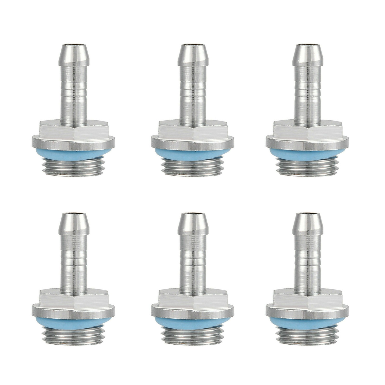 6Pcs Tube Tow-touch Fitting Barb Connector 9mm G1/4 Thread For PC Water Cooling
