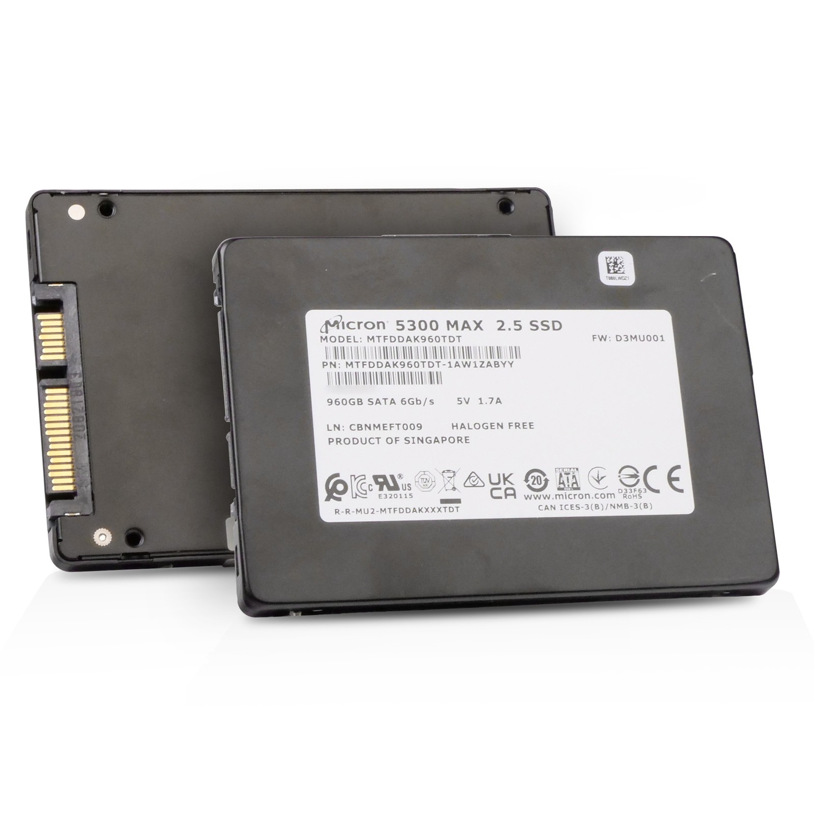 Micron 5300 Max 960GB MTFDDAK960TDT SATA 6Gb/s 3D TLC 5 DPWD 2.5" SSD
