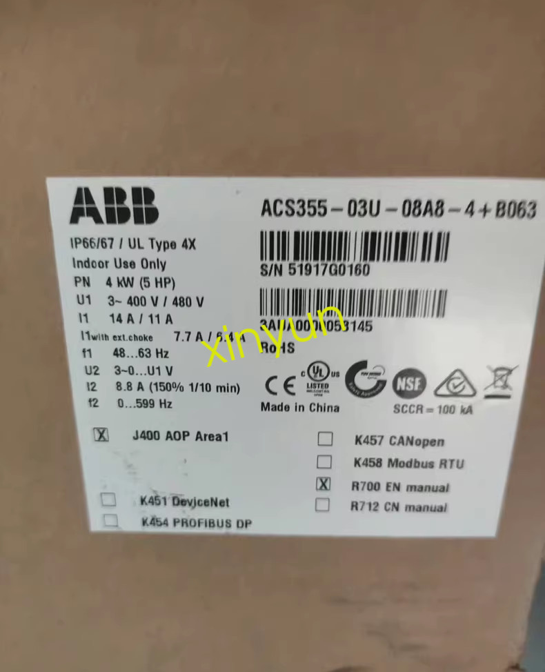1PCS ABB inverter ACS355-03U-08A8-4+B063 new via FedEx or DHL