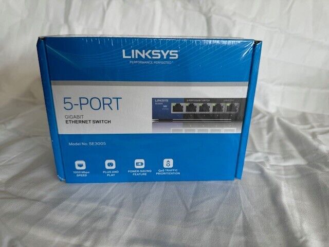 Linksys SE3005 5-Port Gigabit Ethernet Switch-new in sealed box