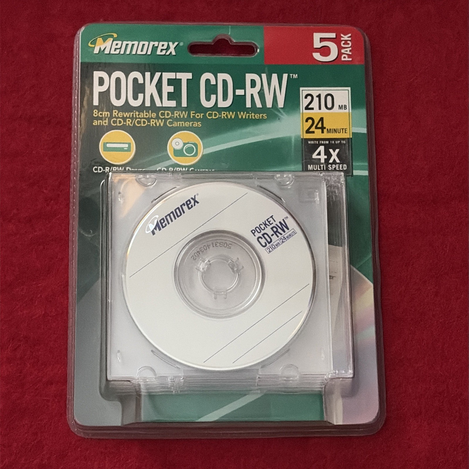 MEMOREX Pocket CD-RW 210MB 24 MIN 4X Multi Speed  5 Pack - NEW