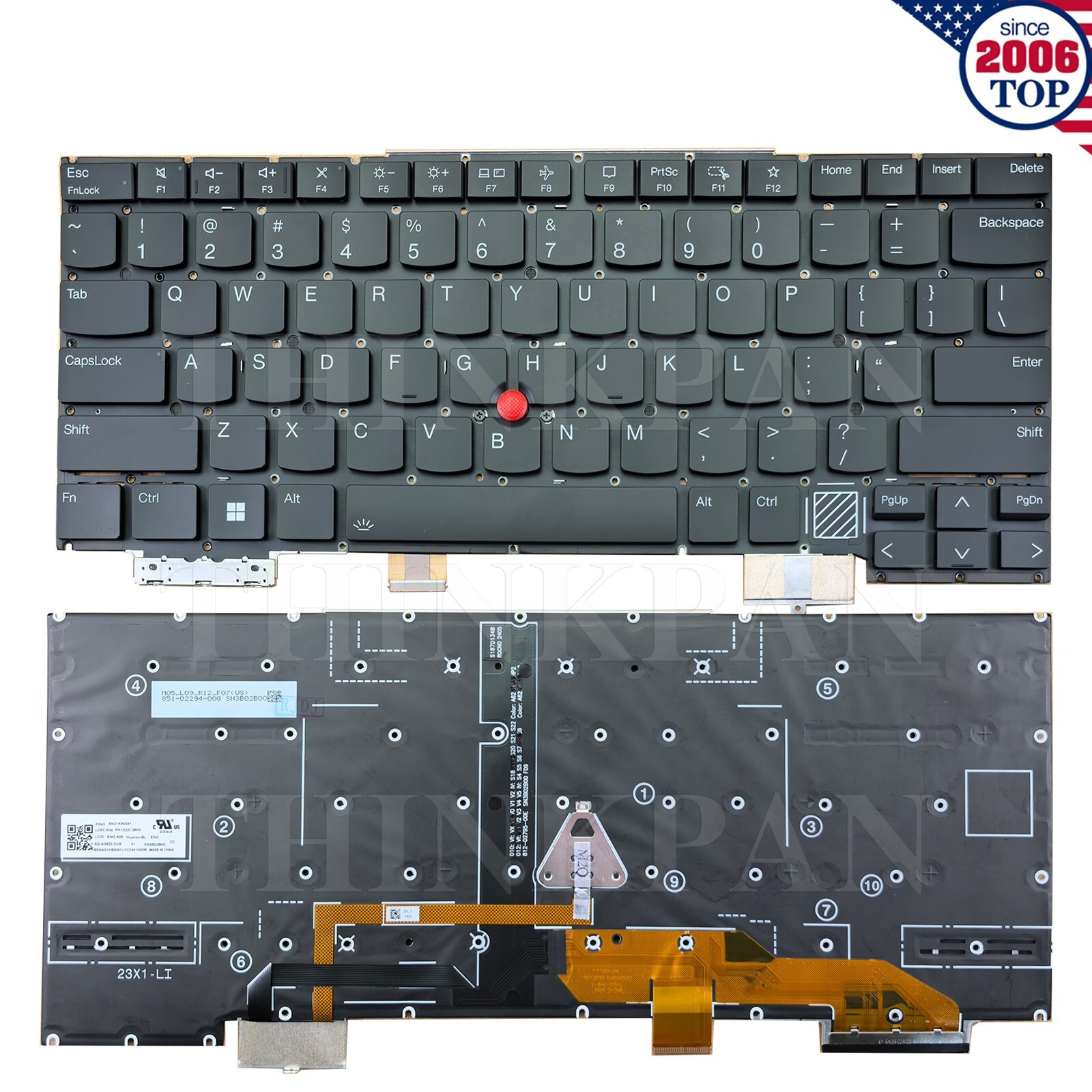New US Backlit Keyboard for Lenovo Thinkpad X1 Carbon 12th Gen 2024 21KC 21KD