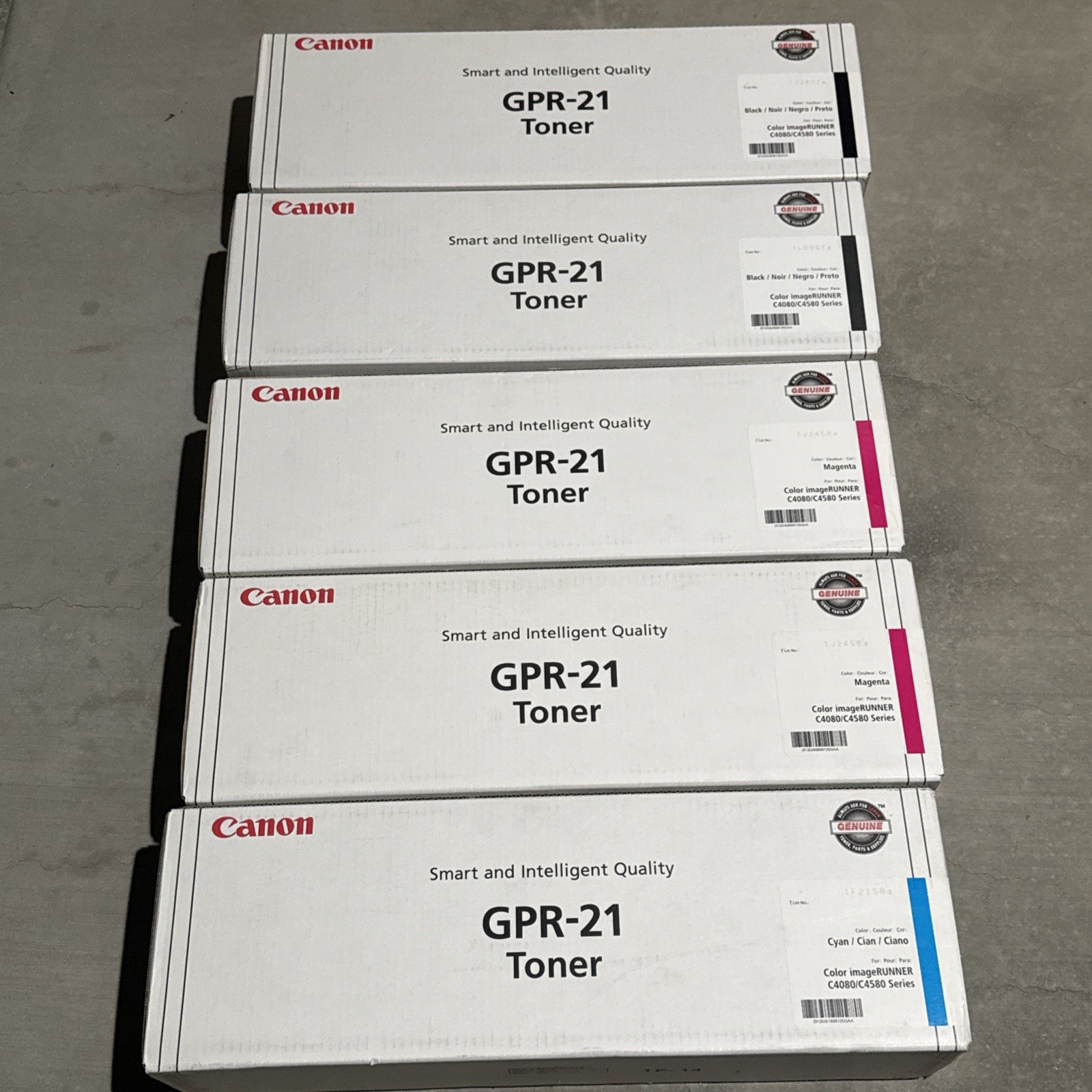New  5PK Genuine Canon ImageRunner C4080 C4580 Toner Cartridge  GPR-21  GPR21