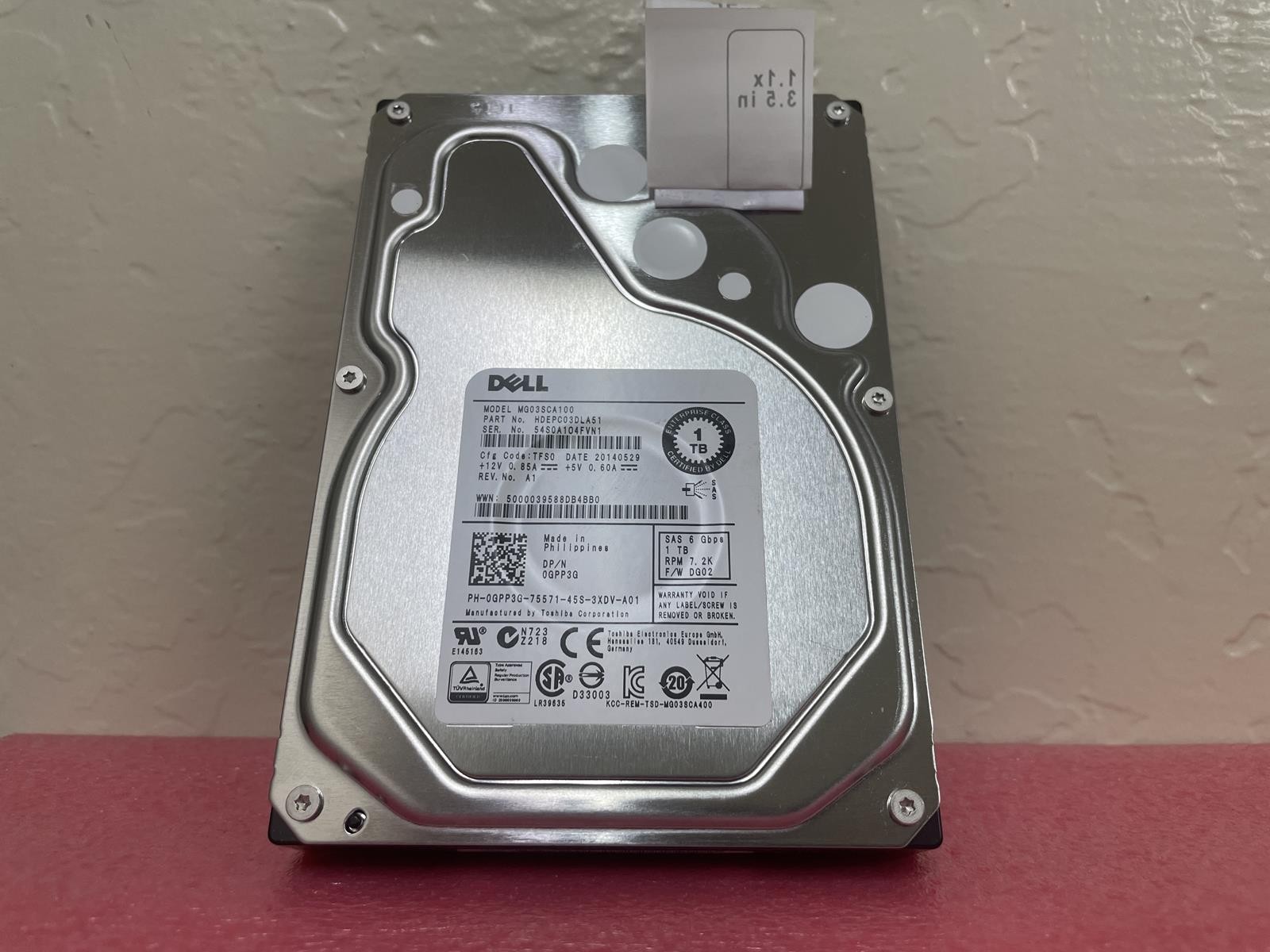 TOSHIBA MG03SCA100 1TB 3.5 SAS HDD, 100% HEALTH