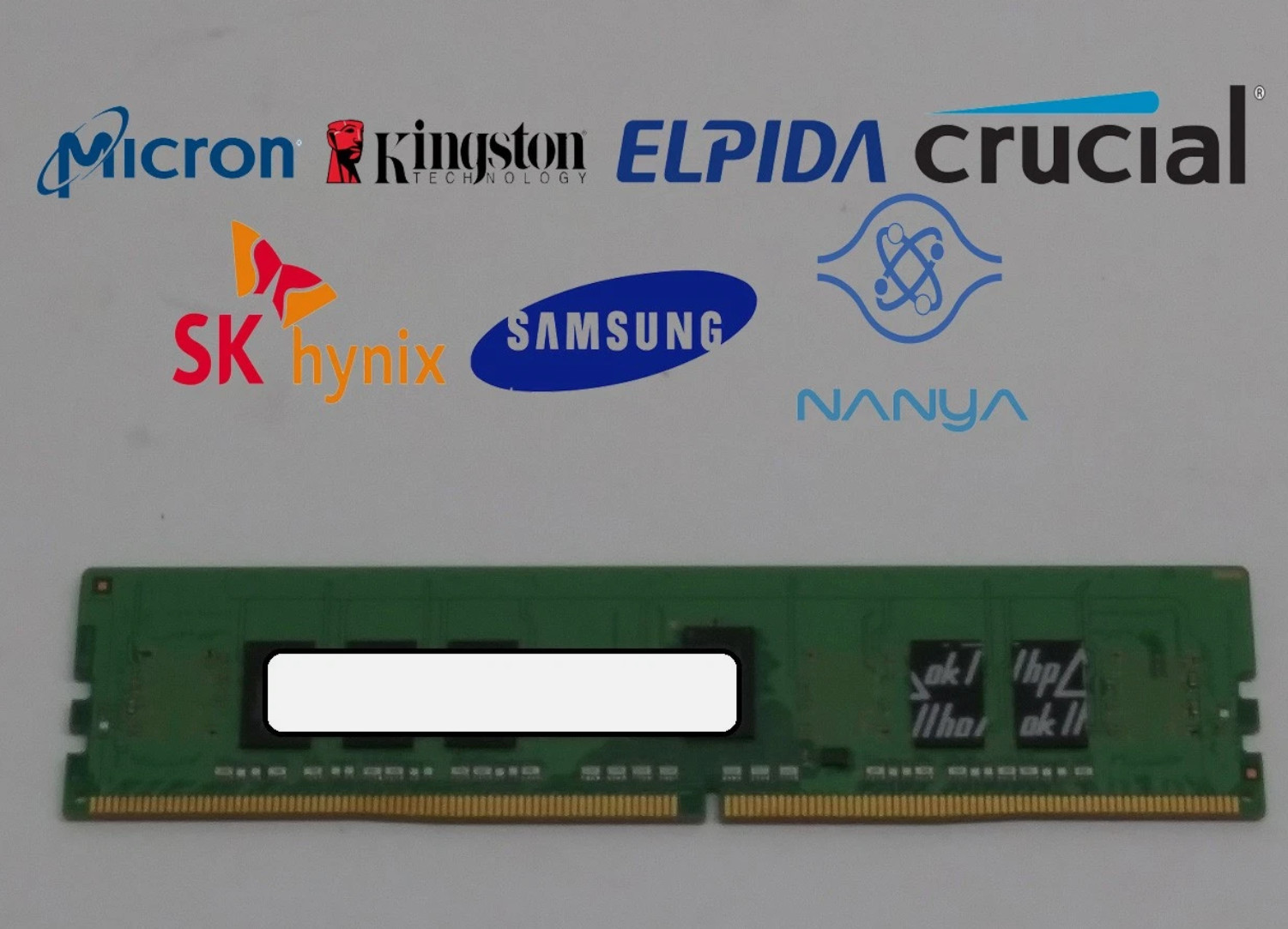 Lot of 5 Major Brand 8 GB DDR4-2400T PC4-19200 1Rx8/2RX8 DIMM Desktop RAM (40GB)