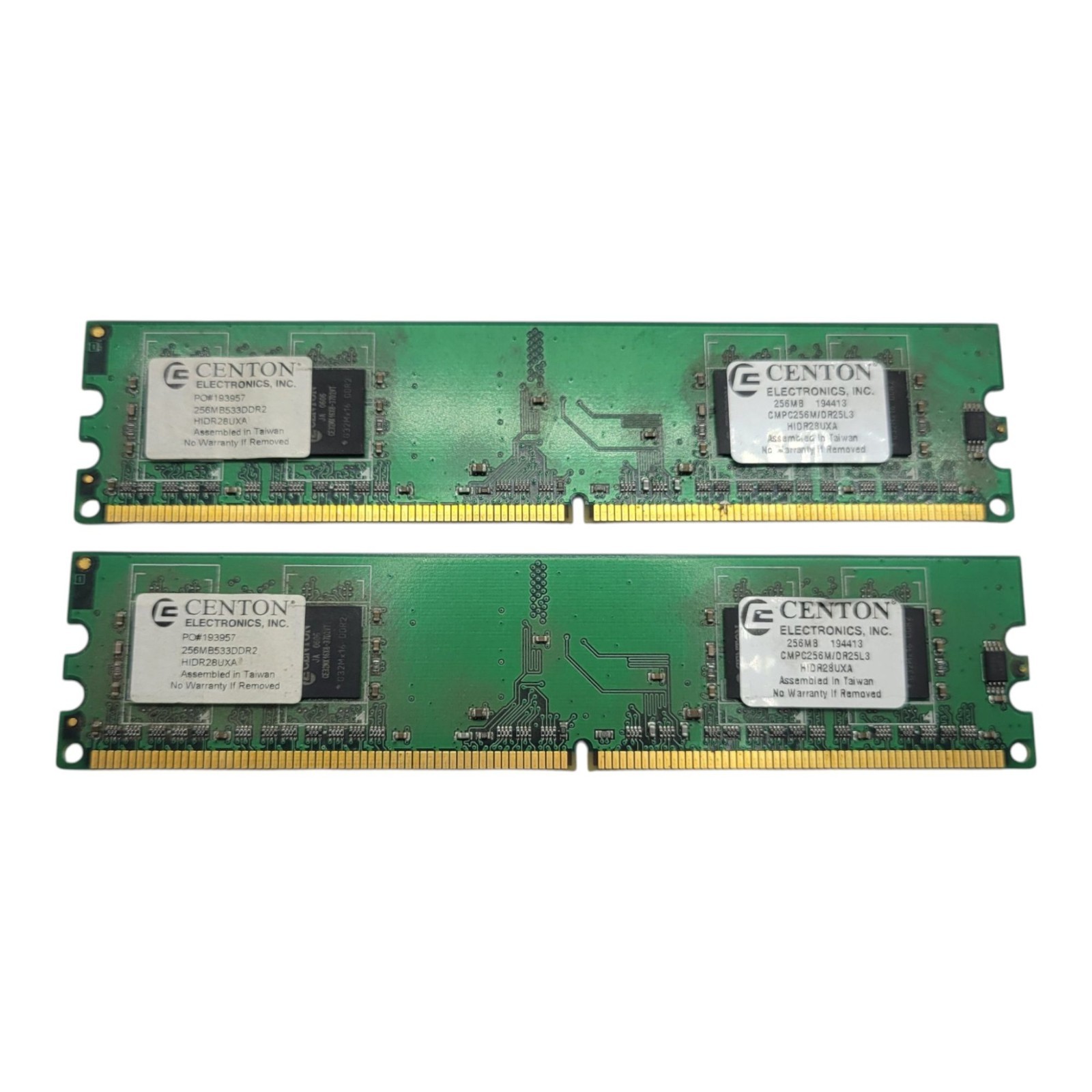 Centon 256MB DDR2 RAM 2-Pack PC2-5300U DIMM Memory Modules LOT OF 2 USED