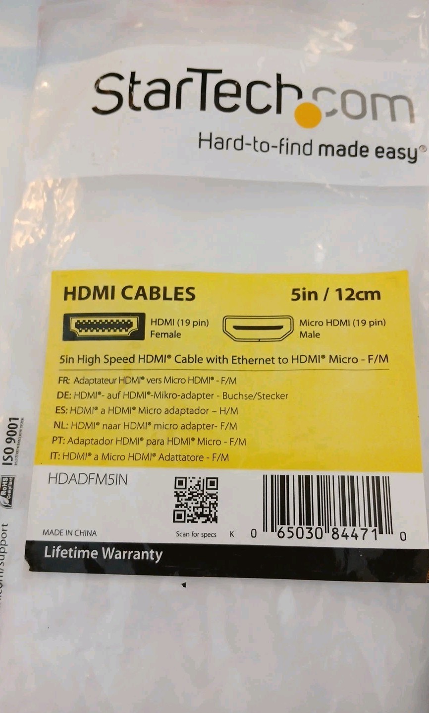 StarTech 5in High Speed HDMI Adapter Cable with Ethernet to HDMI Micro - F/M -