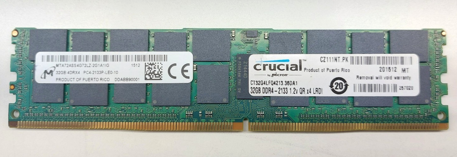 Micron Crucial CZ111NT.PK 32GB 4DRx4 DDR4 Server RAM MTA72ASS4G72LZ-2G1A1IG